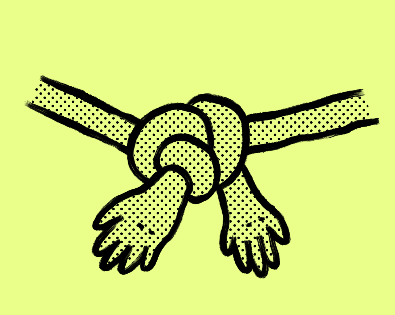 An illustration of two arms tied in a knot.